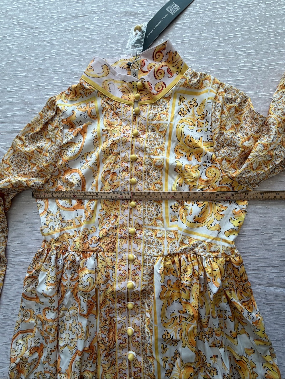 NWT Women’s Yellow Printed Belted Fit-and-Flare Dress size S - Picture 8 of 9